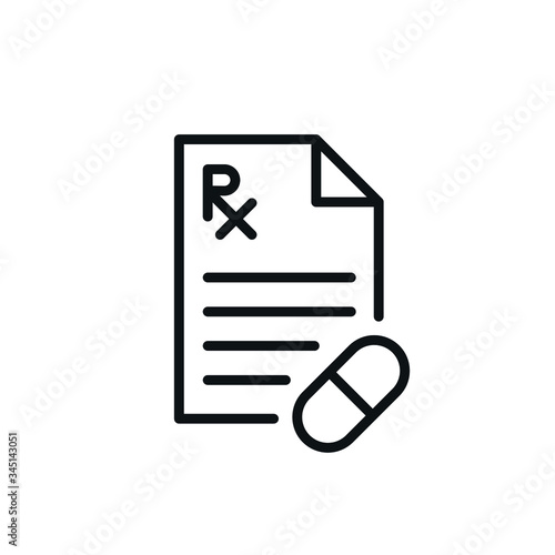 Modern prescription icon. 
Prescription icon in modern line style. Pharma vector