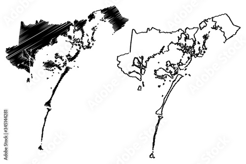 Venice City (Italian Republic, Italy, Veneto) map vector illustration, scribble sketch City of Venezia map
