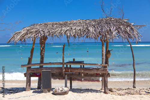 beach exotic chairs on a tropical beach  gili trawangan island  Bali  Indonesia.