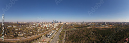 panoramic view of an urban area filmed from a drone © константин константи