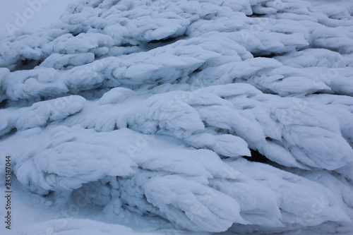 Ice texture of frozen snow winter pattern 