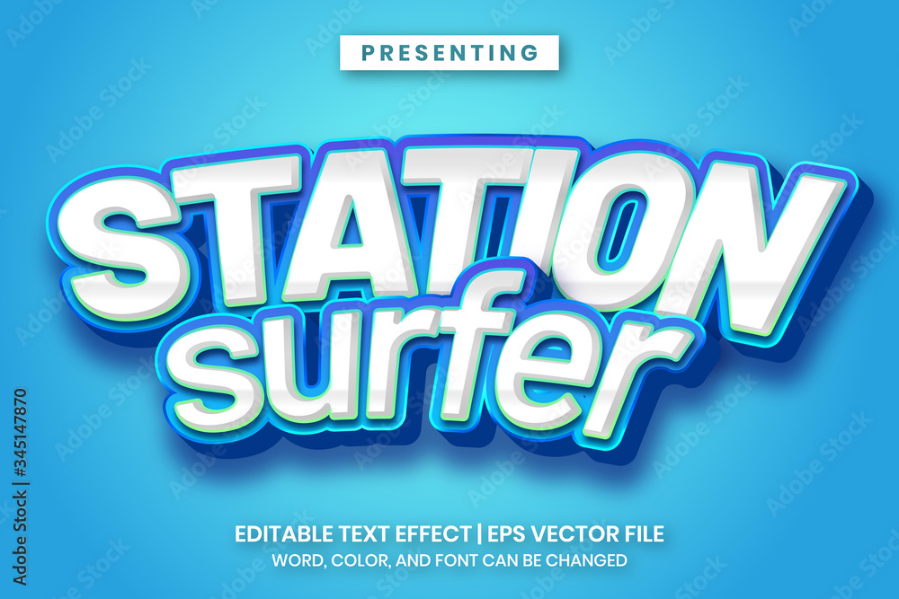 Station surfer game logo style editable text effect