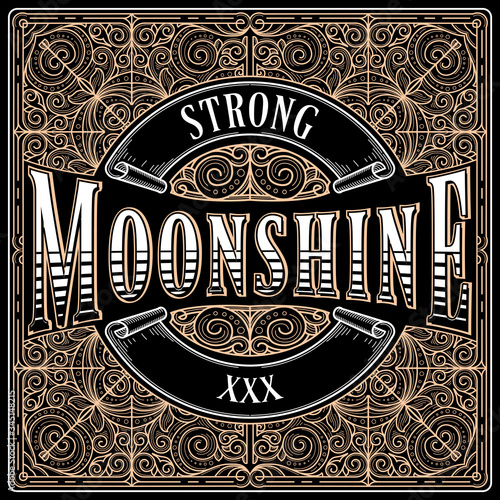 Moonshine vintage decorative ornate label design