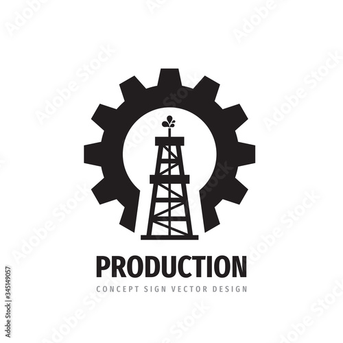 Oil rig mining production - icon logo design. Petroleum gasoline derrick concept logo sign. Graphic design element. 