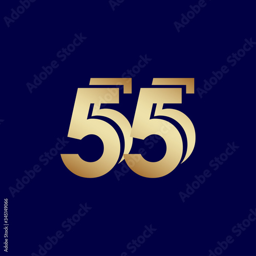 55 Years Anniversary Celebration Blue Gold Vector Template Design Illustration © Tobrono