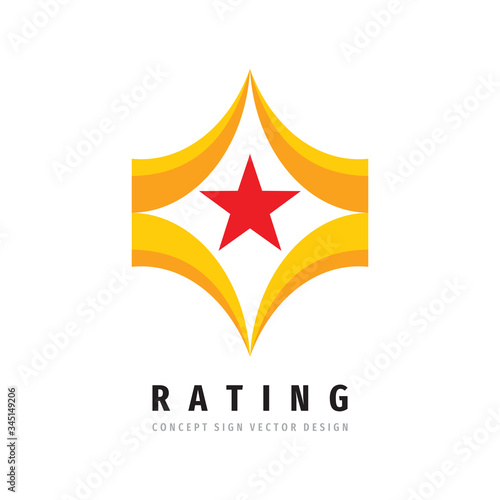 Rating Award winner cup - vector logo template concept illustration in flat style. Star with rays and abstract shapes logo. Creative sign. Design element. 