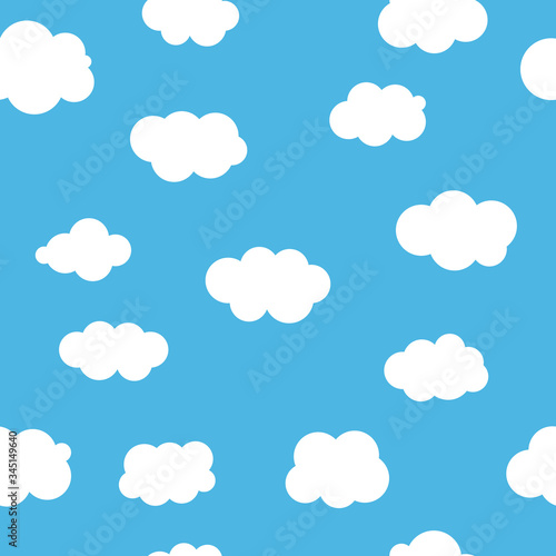Seamless clouds on blue background. Floating clouds. Vector illustration