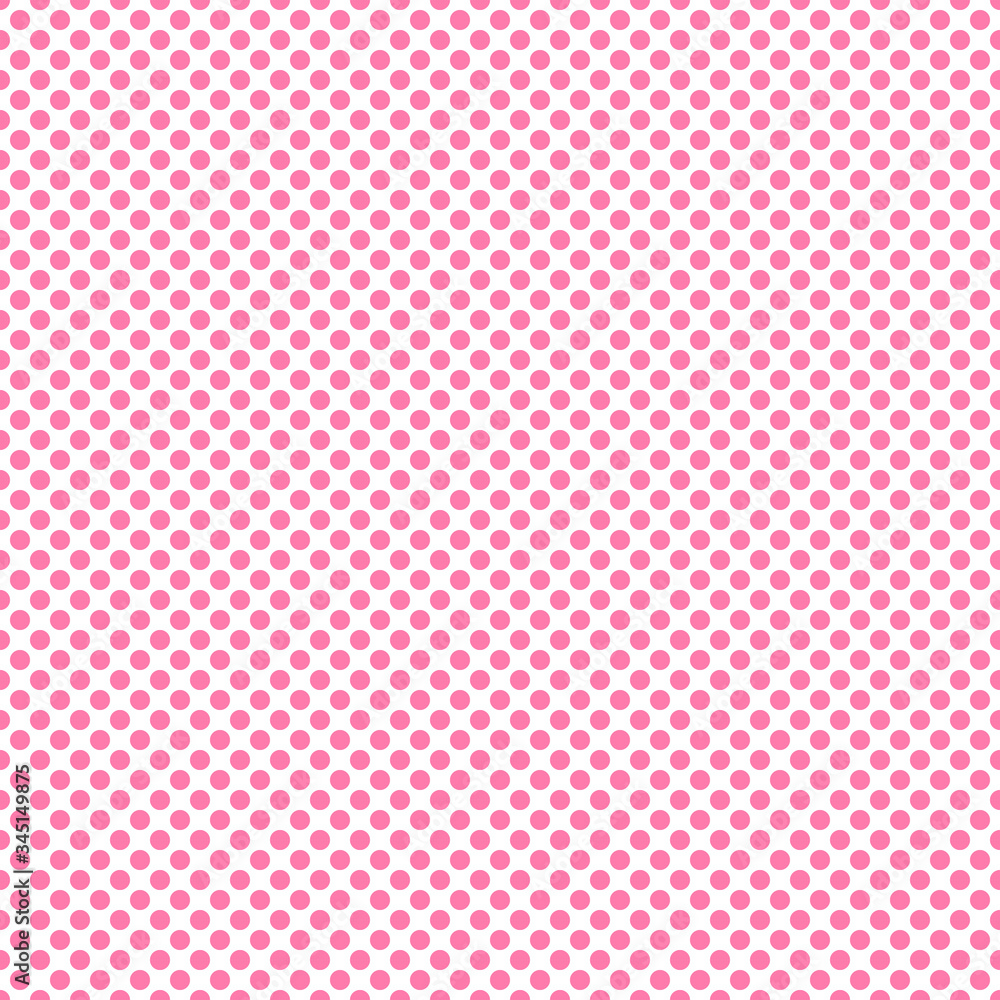 Plakat Seamless geometric pattern. Pink circle on white background. Simple repeat ornament. Vector illustration