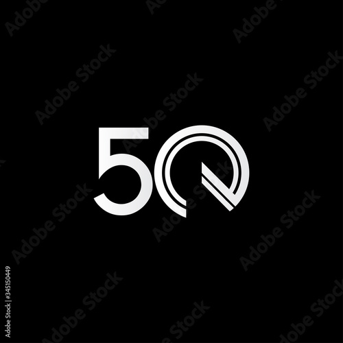 50 Years Anniversary Celebration White Line Vector Template Design Illustration photo