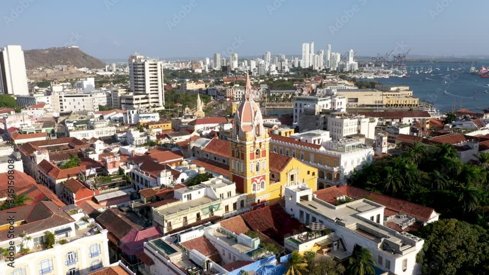 Aerial view of the Cathedral of Santa Catalina de Alejandria in the beautiful old town of Cartagena de Indias, Colombia. Aerial view of the Cathedral of Santa Catalina de Alejandria in the beautiful old town of Cartagena de Indias, Colombia.