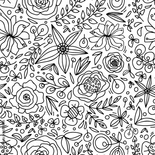Wallpaper Mural Doodle flowers pattern Torontodigital.ca
