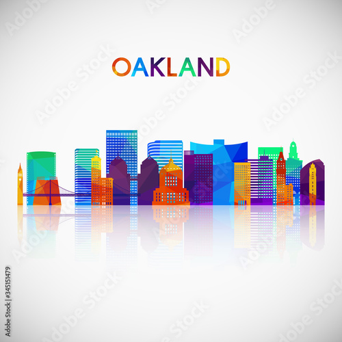 Oakland skyline silhouette in colorful geometric style. Symbol for your design. Vector illustration.