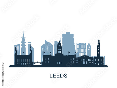 Leeds skyline  monochrome silhouette. Vector illustration.