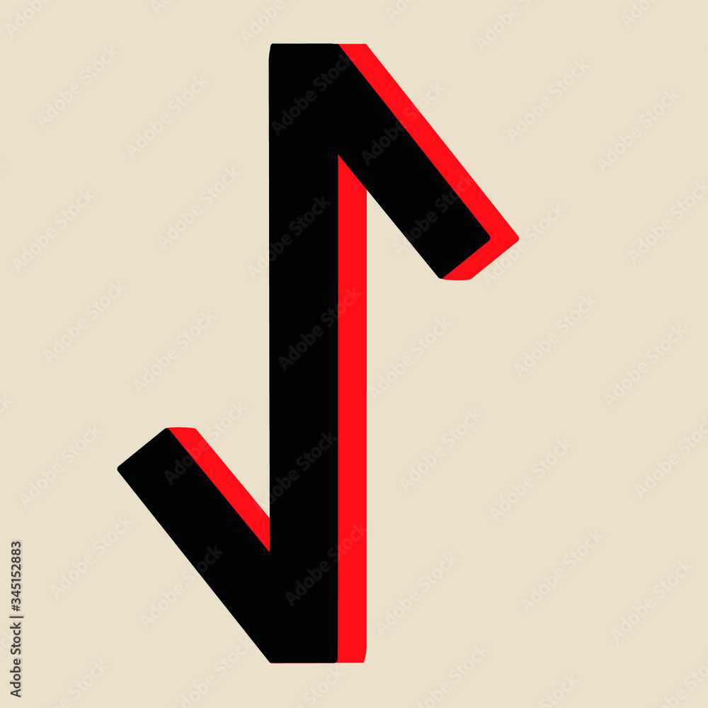 Scandinavian ancient magic symbol rune ehwaz. The symbol is black and ...