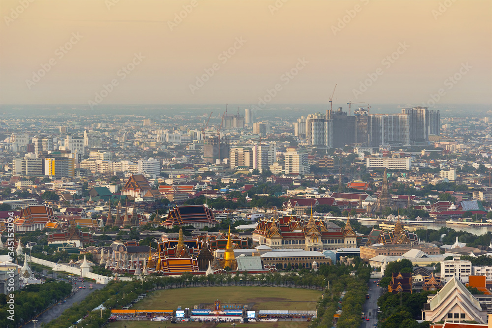 popular travel in Thailand Wat Phra Kaew top view at Bangkok
