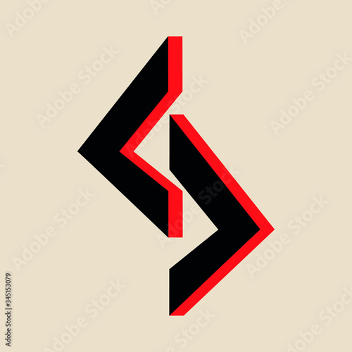 Scandinavian ancient magic symbol rune jera. The symbol is black and red isolated. The symbol is made in a flat style, suitable for icons and buttons.