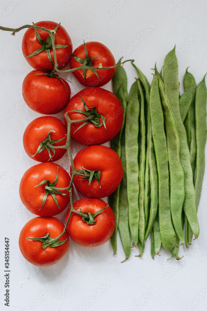 Pile Of Tomatoes And Green Beans Pile Of Tomatoes And Green Beans