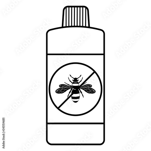 Non insect wasp sign. Black wasp silhouette. A stinging insect. Vector