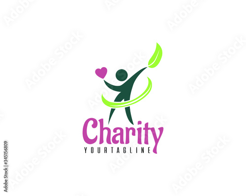 Professional and international charity donation organization or foundation logo design full vector 