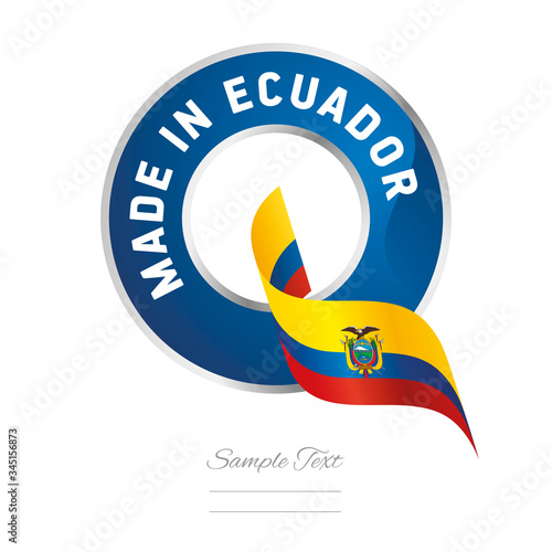 Free Download Made in Ecuador flag ribbon Quality Q sign logo blue color label button banner - GFXLoad