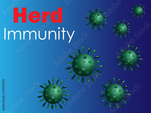 Graphic of coronavirus diseases (COVID-19) with wording "Herd Immunity", strategy to reduce of COVID-19 infection. Isolated on gradient blue. Idea for coronavirus outbreak, awareness and prevention.