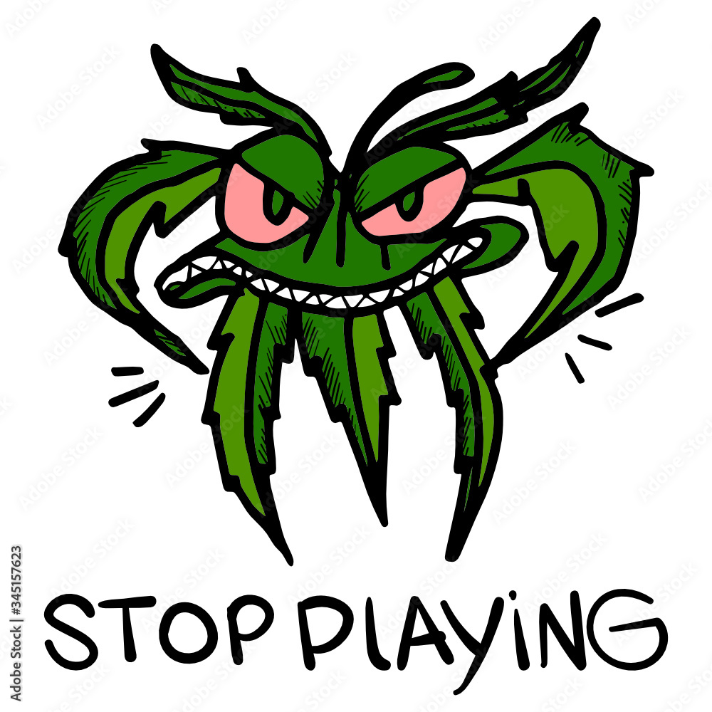wicked marijuana with red eyes and sharp eyes dark green hemp comes with a menacing look