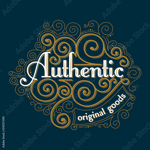 Authentic decorative lettering ornate emblem