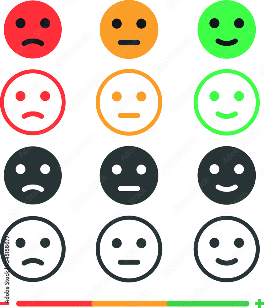 Feedback concept set. Rating satisfaction, quality, opinion, emotions. Feedback concept set. Rating satisfaction, quality, opinion, emotions.