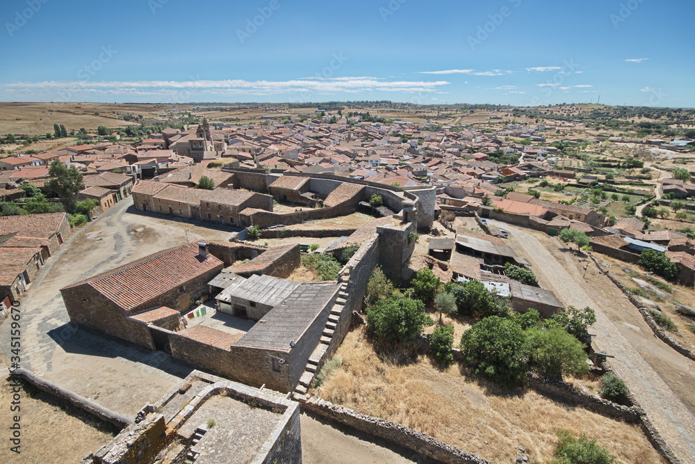 San Felices de los Gallegos, Salamanca/Spain; Aug. 07, 2013. View of the town of San Felices de los Gallegos from the Tower of Tribute.