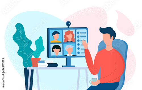 Webinar, online meeting concept vector illustration.