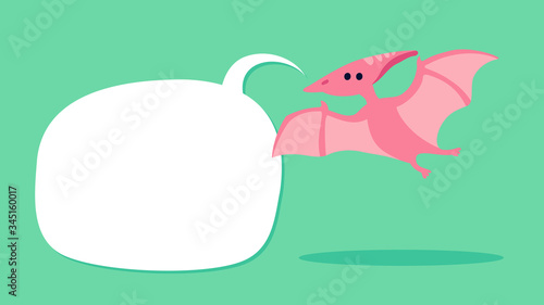 Cute pterodactyl dinosaur with speech bubble to place your copy