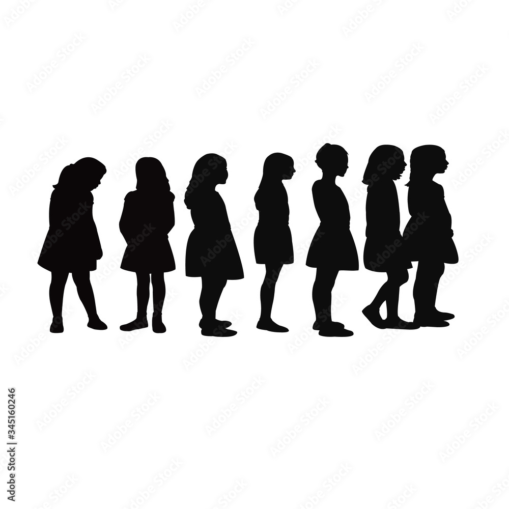 children together, silhouette vector