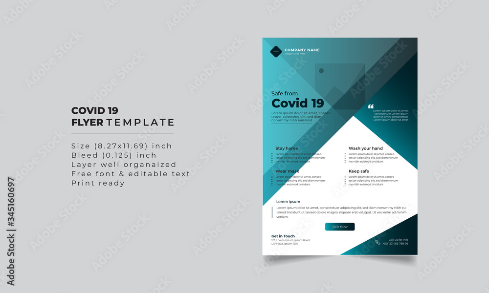 Covid 19 corporate medical flyer brochure template design