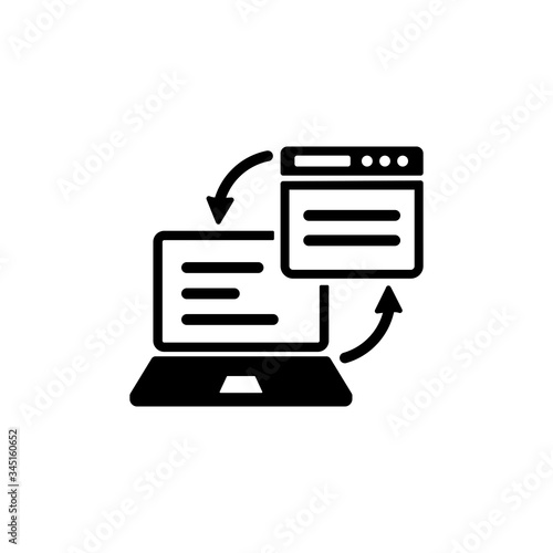 Data interchange icon or Laptop, desktop with web site on isolated background for applications, web, app. EPS 10 vector