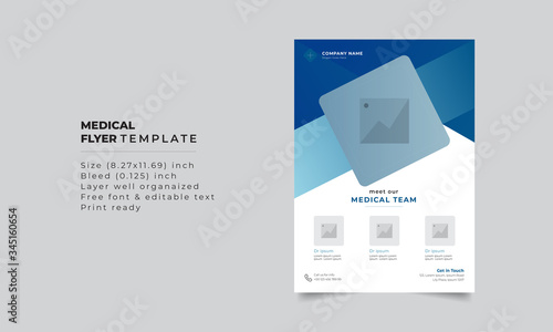 Corporate helathcare medical flyer template brochure design photo