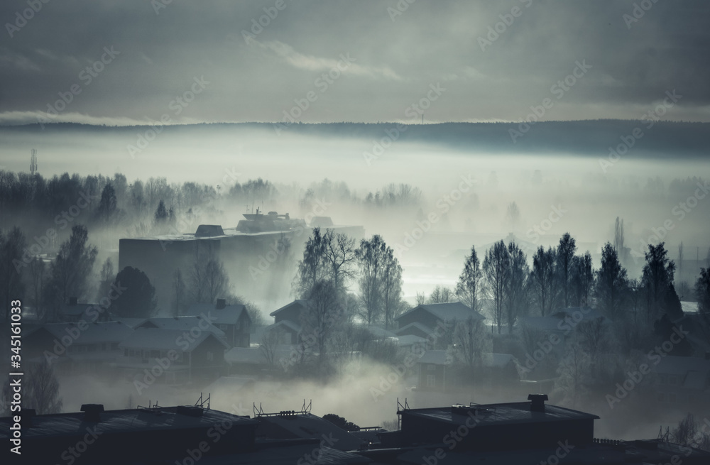 Fototapeta premium Sunrise in the Morning Mist