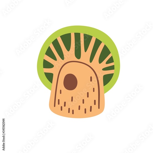 Cute cartoon tree vector. Pretty forest plant icon, sign for eco logo. Emblem for workshop working with wood or clip art illustration for childrens book.
