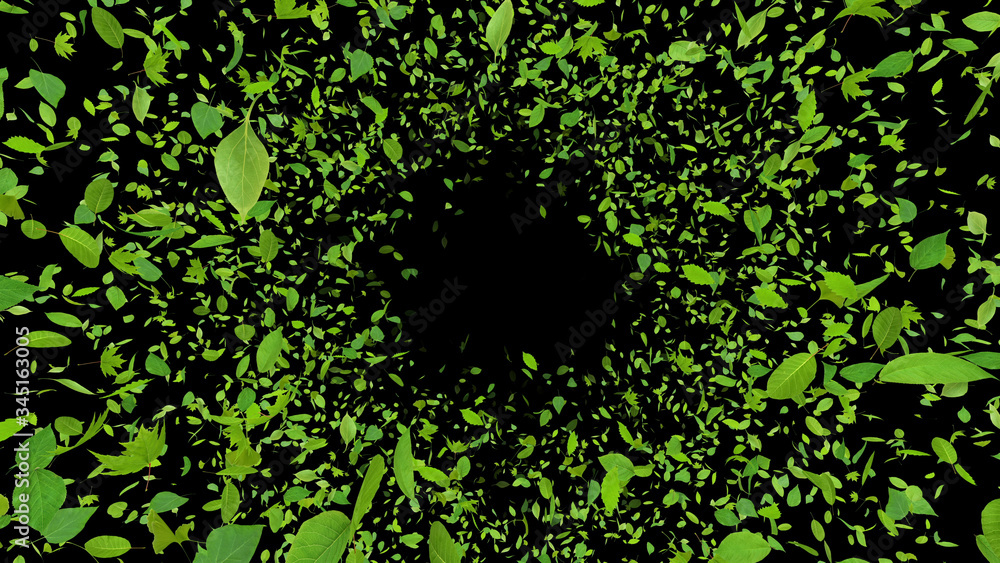 Green Flying leaves leaf 3D illustration background. Green Flying leaves leaf 3D illustration background.