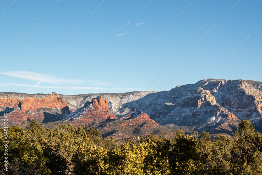 Sedona red rock with snow