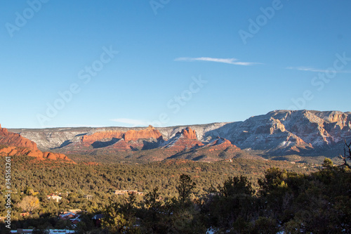 Sedona red rock landscape with snow