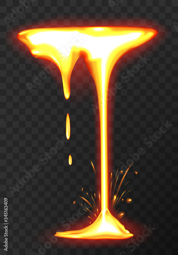WebLava or molten metal flowing. Effect liquid lava on transparent background. Vector realistic illustration