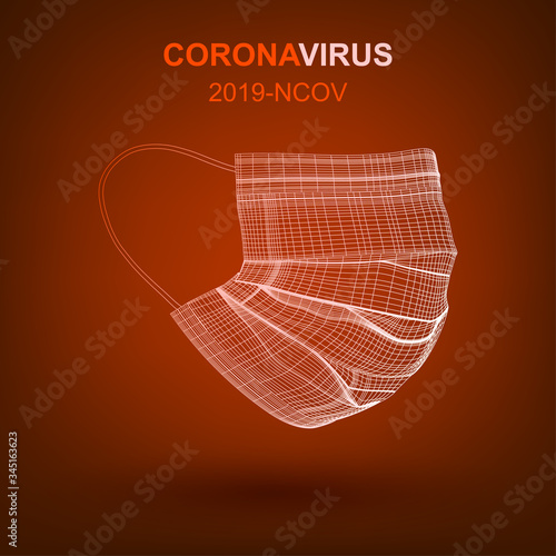 Low poly medical mask. Abstract coronavirus concept. Vector Illustration of polygon mesh face mask