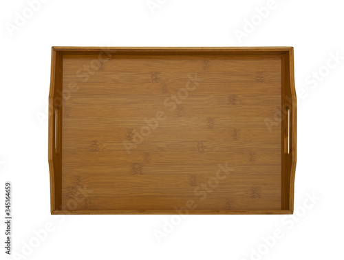 Serving tray of bamboo wood isolated on white © breakingthewalls