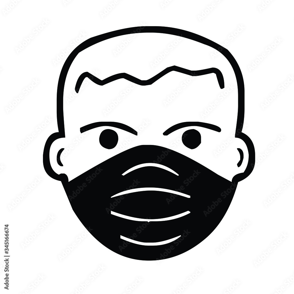 Man with face mask icon vector illustration