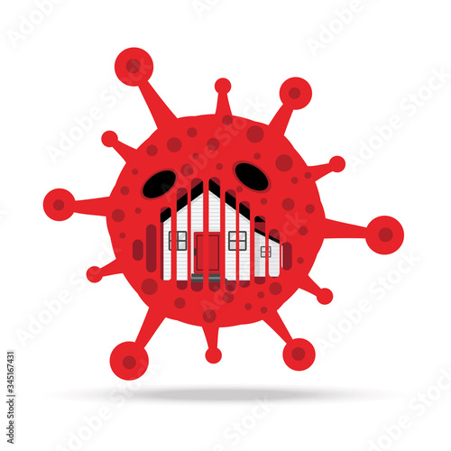 House be confiscated because of jobless and economic depression due to pandemic of Covid-19 Concept. Coronavirus disease. The home inside virus sign means be seized. Vector illustration