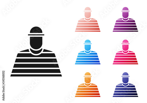 Black Prisoner icon isolated on white background. Set icons colorful. Vector Illustration