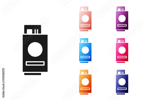 Black Passport with ticket icon isolated on white background. Identification Document. Concept travel and tourism. Set icons colorful. Vector Illustration