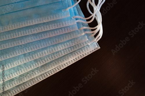 Medical masks on a black background