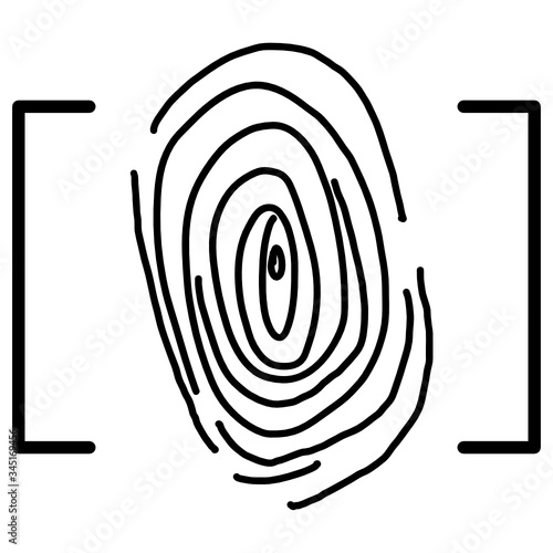 Fingerprint definition. Biometric personality scan. Human Recognition Concept. Vector imprint in frame fixing. Finger in macro zoom. Image for print, design, and design. 