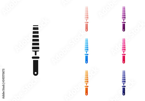 Black Chisel tool for wood icon isolated on white background. Set icons colorful. Vector Illustration